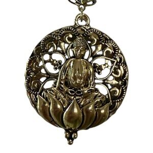 Bansri Gold Buddha Pendant Necklace – 30” Chain – 2” Pendant